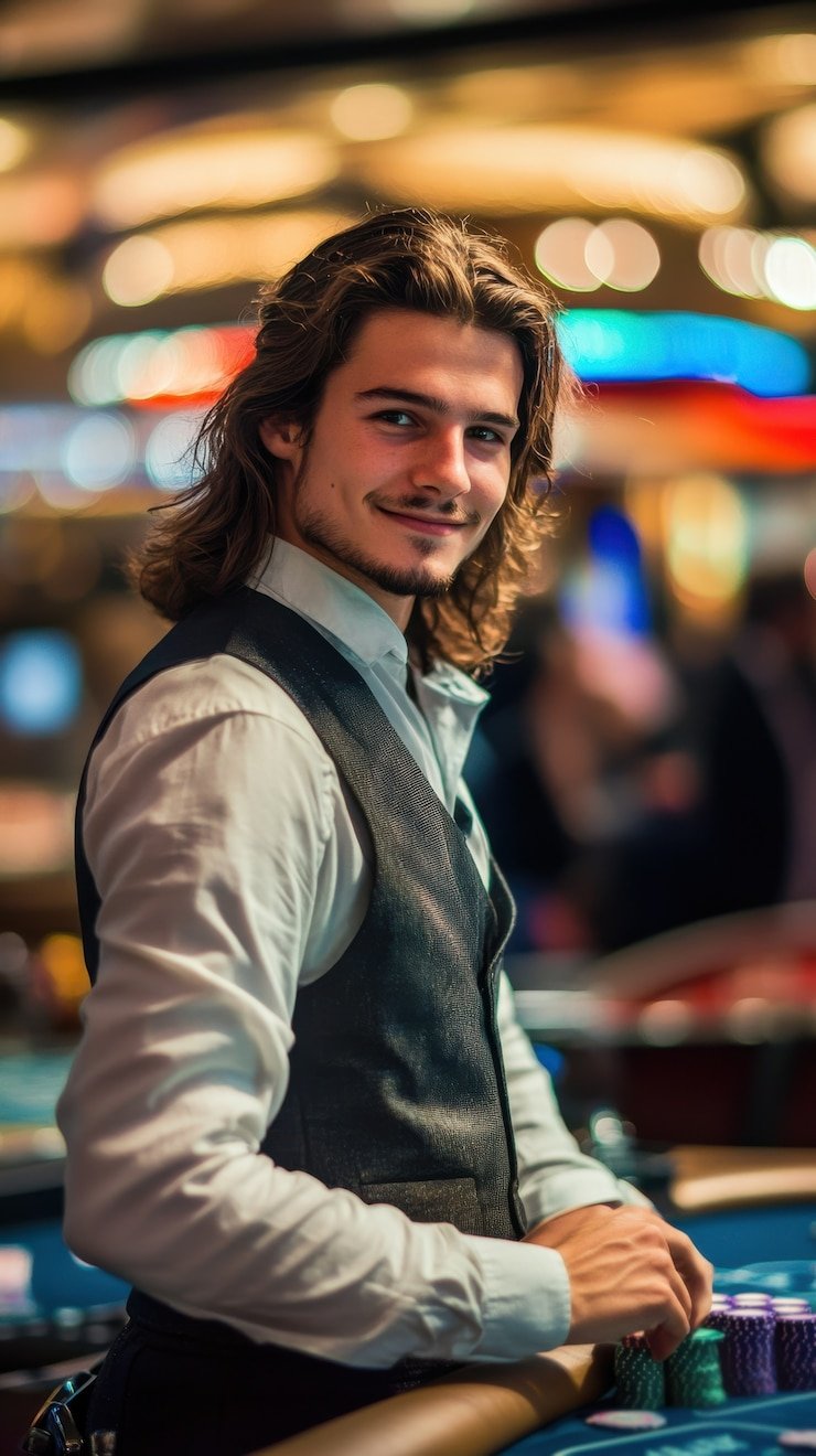 Tampilan meja blackjack langsung betwin188 chat pada layar smartphone dengan dealer profesional dari studio HD